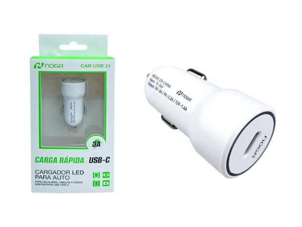 &u+ CARGADOR AUTO + 1 USB TIPO C 3.1A NOGA CAR USB 21
